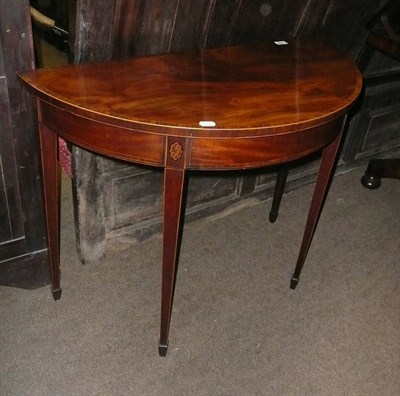 Lot 977 - Inlaid mahogany demi-lune side table