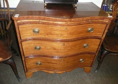 Lot 984 - George III mahogany and satinwood Serpentine chest with alterations