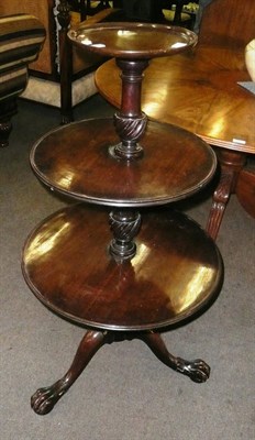 Lot 992 - A George III Mahogany Three-Tier Dumb Waiter, of circular graduated form, each tier raised on a...