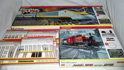 Lot 1006 - Two Boxed Hornby 'OO' Gauge Electric Train Sets - Eurostar R1013 and The Rambler R1035; Twelve...