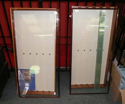 Lot 1012 - Two Wall Mounted Wooden Display Cases by Picture Pride, with glazed covers and glass shelves,...