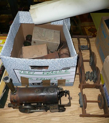 Lot 1032 - A Collection of 3 1/2 Inch Gauge Locomotive Parts, in cast iron and brass, a partially...