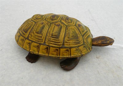 Lot 1045 - A Lehmann Clockwork Tinplate Tortoise 'Susi' No.827, lithographed in yellow and brown, with...