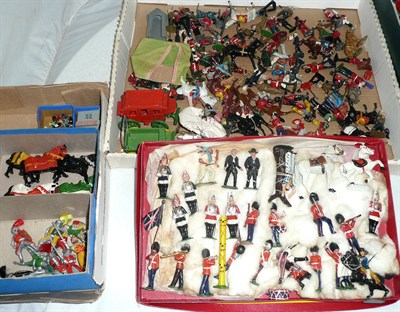 Lot 1059 - A Collection of Hollowcast Lead Figures, including Timpo Knights, also Benbros Cowboys &...