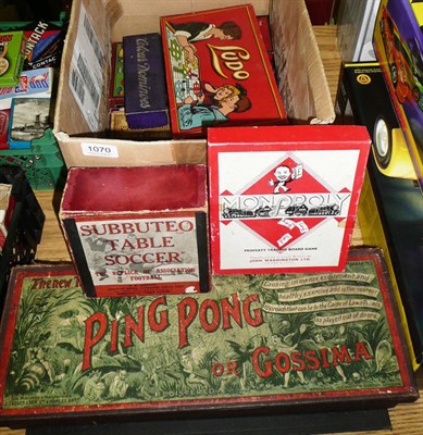 Lot 1070 - A Collection of Boxed Games, including Jaques Ping Pong or Gossima, Subbuteo Table Soccer, bone...