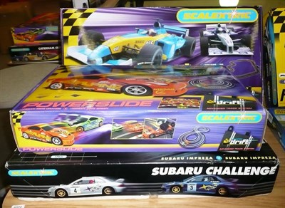 Lot 1072 - Four Boxed Scalextric Sets - Formula 1 X 4 Set C1139, Subaru Challenge Set C1040, Powerslide...