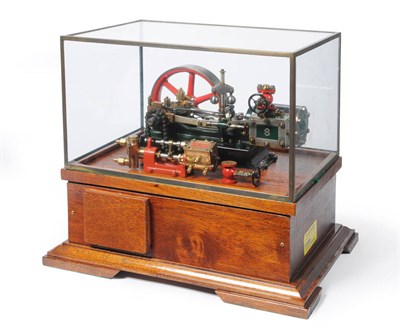 Lot 1083 - A Kit Built Stuart No.9 Model of a Single Cylinder Mill Engine, in green and black, with a red...