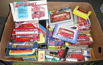 Lot 1094 - Thirty Eight Boxed Diecast Buses, including two Dinky Routemasters, two Matchbox Routemasters, five