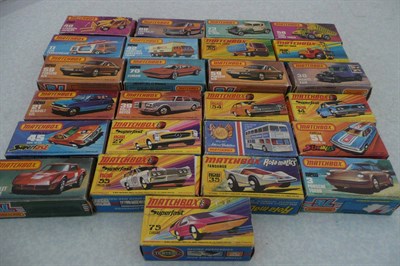 Lot 1114 - Twenty Three Boxed Matchbox 1 - 75 Series Superfast Vehicles, box numbers 3, 11, 14, 15, 21,...