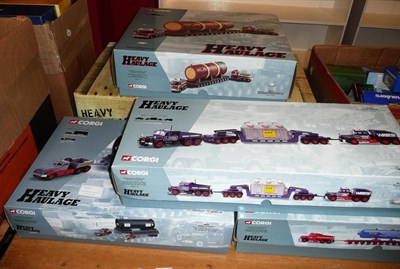 Lot 1133 - Five Boxed Corgi Limited Edition Heavy Haulage Vehicles:- Scammell Contractor, Girder Trailer,...