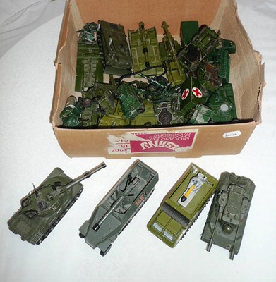 Lot 1149 - Thirty Playworn Dinky Military Vehicles, including tanks, armoured cars, ambulance etc