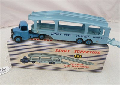 Lot 1159 - A Boxed Dinky Supertoys Pullmore Car Transporter No.982, with dark blue cab, mid blue hubs,...