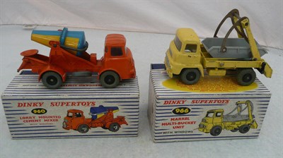 Lot 1163 - Two Boxed Dinky Supertoys Commercial Vehicles:- Lorry Mounted Cement Mixer No.960, with orange...