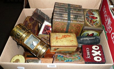 Lot 1169 - A Collection of Tins, including a Huntley & Palmers Library biscuit tin and a Lyons Handbag...