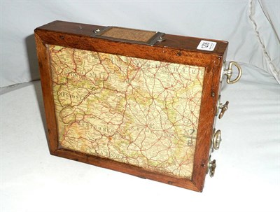 Lot 1206 - An Oak Cased Revolving Motoring Map of Great Britain, operated by four nickel winding handles, with