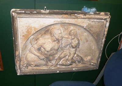 Lot 1540 - A plaster maquette depicting a satyr and a child