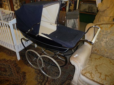 Lot 1546 - A silver cross pram and a white painted cot