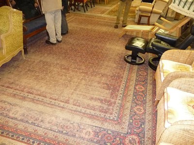 Lot 1548 - Red and blue ground Persian carpet (worn) and  two other smaller