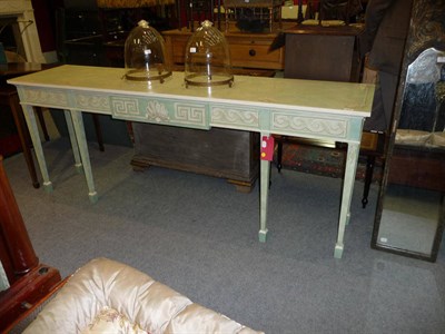 Lot 1617 - Green painted hall table decorated with shells and Greek key pattern