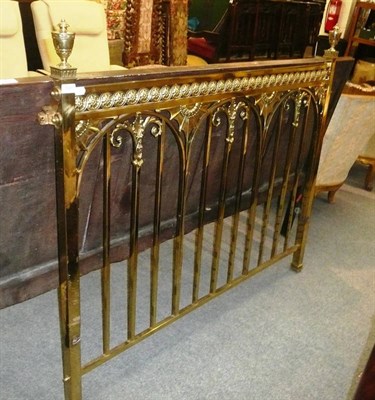 Lot 1628 - An ornate Victorian brass bed head, 4foot 6inches