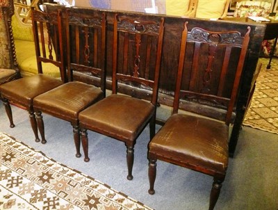 Lot 1645 - Set of four Edwardian walnut dining chairs