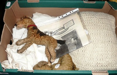 Lot 1661 - Steiff Airedale and another toy dog and a 1912 wedding dress (now made into a christening...