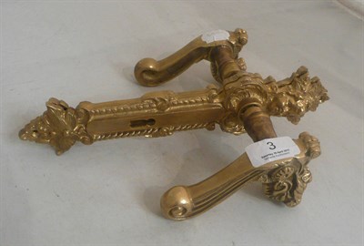 Lot 3 - Cast brass door handle