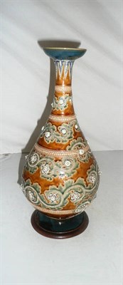 Lot 11 - A Doulton Lambeth stoneware vase, probably by George Tinworth, incised and applied decoration,...