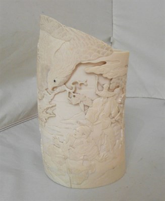 Lot 24 - Antique Japanese carved ivory jar