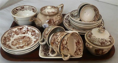 Lot 26 - John Carr & Co North Shields brown printed child's tea set