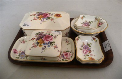 Lot 39 - Rectangular Royal Crown Derby 'Derby Posies' box and cover, another smaller and various pin dishes