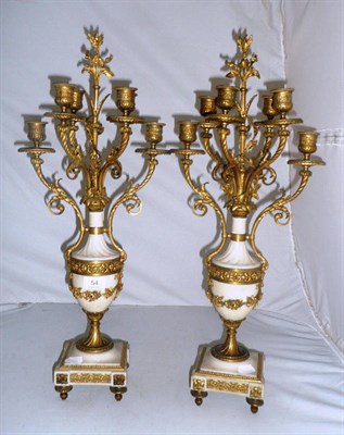 Lot 54 - Pair of 19th century marble and ormolu candlesticks