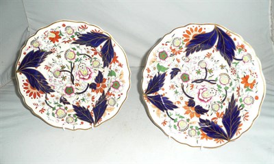 Lot 65 - Pair of bone china 'famille rose' pattern deep dishes