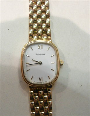 Lot 90 - A lady's 9ct gold wristwatch signed Zenith