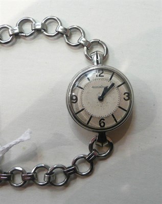 Lot 108 - A stainless steel back winding lady's wristwatch signed Jaeger le Coultre