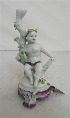 Lot 135 - A Bow porcelain candlestick