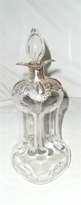 Lot 183 - Late Victorian silver-mounted pinched glass decanter with stopper