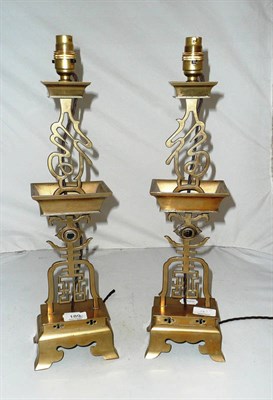 Lot 189 - A pair of Chinese bronze table lamps