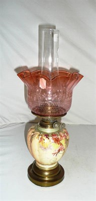 Lot 194 - Royal Worcester lamp base with shades and chimney