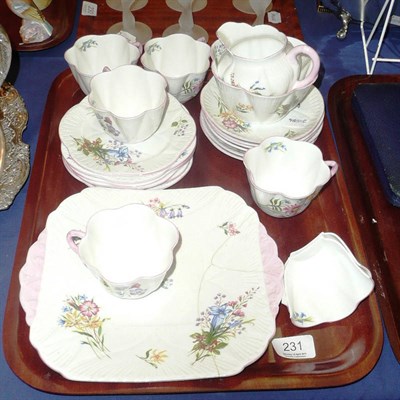 Lot 231 - A Shelley 'Wild Flowers' tea service, pattern number 13668, comprising; six cups, six saucers,...