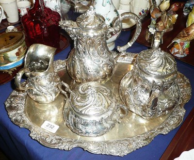 Lot 232 - A five piece German white metal tea service, 800 standard, 101oz approximate weight (see papers...