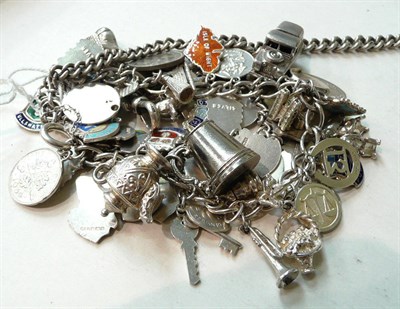 Lot 296 - A silver albert chain and two charm bracelets