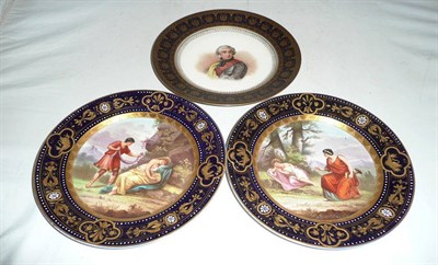 Lot 316 - A pair of Vienna style plates and another