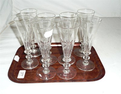 Lot 377 - Eight fluted glasses