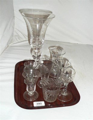 Lot 390 - A George fifth etched glass commemorative chalice and seven assorted glasses