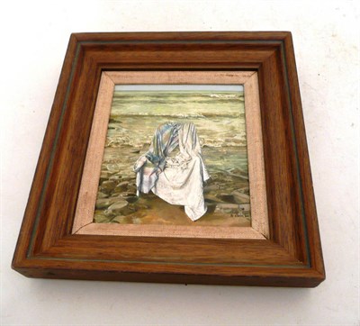 Lot 391 - A surrealist oil on board picture by D Cook