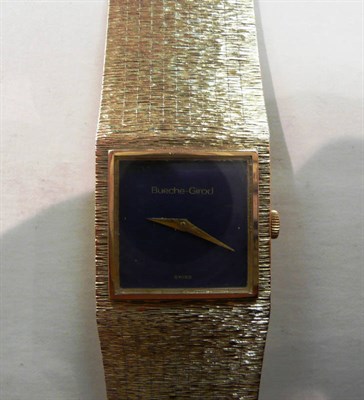 Lot 396 - A 9ct gold ladys wristwatch signed Buche Girod