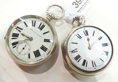 Lot 398 - A silver verge pair cased pocket watch and a silver open faced pocket watch (2)