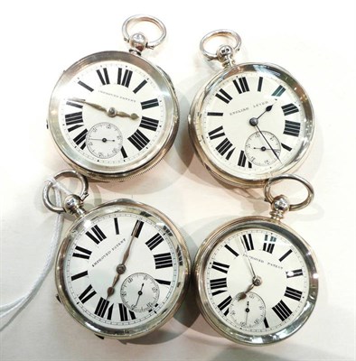 Lot 429 - Four silver open faced pocket watches, all cases with Chester hallmarks