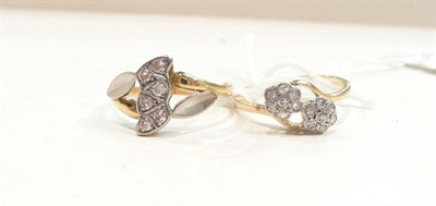 Lot 463 - An 18ct gold diamond ring and a double diamond cluster ring